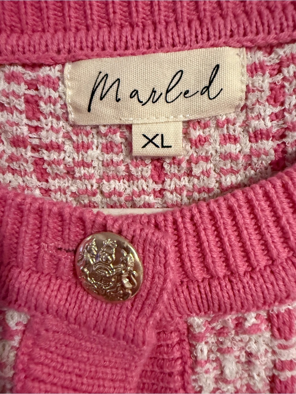 Marled Pink Cardigan Size XL - Picture 3 of 6